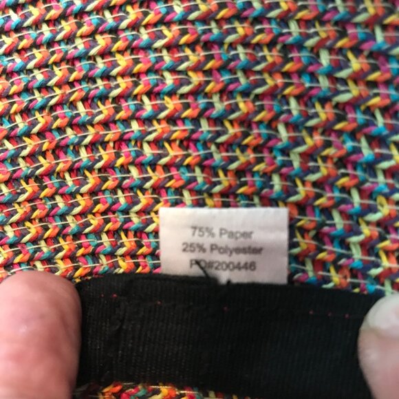 San Diego Hat Co. Womens Multicolor Wide Brim Straw Hat Blue Red Yellow Tan - Picture 7 of 9